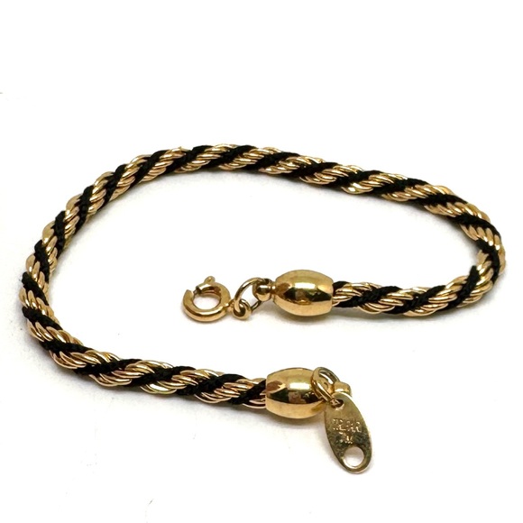 Trifari Jewelry - Trifari TM Gold and Black Twisted Rope Chain Bracelet